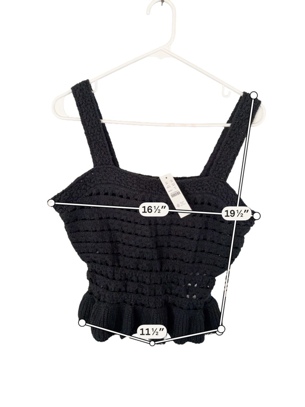 NWT J.Crew Black Crochet Ruffle Tank Small - Picture 4 of 5